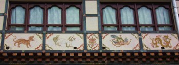 bp-1-thimphu-four-animal-protectors Many Bhutanese homes and businesses display the Four Protector Animals.