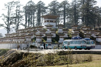 bp-2-dochula-pass-108-chortens Some of the 108 chotens at Dochula Pass built as a memorial to Bhutanese soldiers.