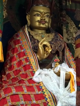 bp-3-tharpaling-shrine-room-statue-guru-rinpoche Statue of Guru Rinpoche in Tharpaling Monastery shrine room.
